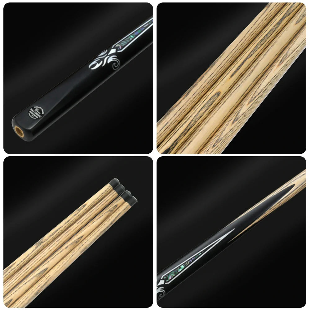 ARIX Billiard Ebony Abalone 1/2 Ferrule - Black Acrylic Shaft, Split, Cue Phenolic Tip, 11.5mm Ash with Inlay, 145cm