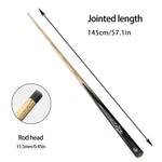 ARIX Billiard Ebony Abalone 1/2 Ferrule - Black Acrylic Shaft, Split, Cue Phenolic Tip, 11.5mm Ash with Inlay, 145cm