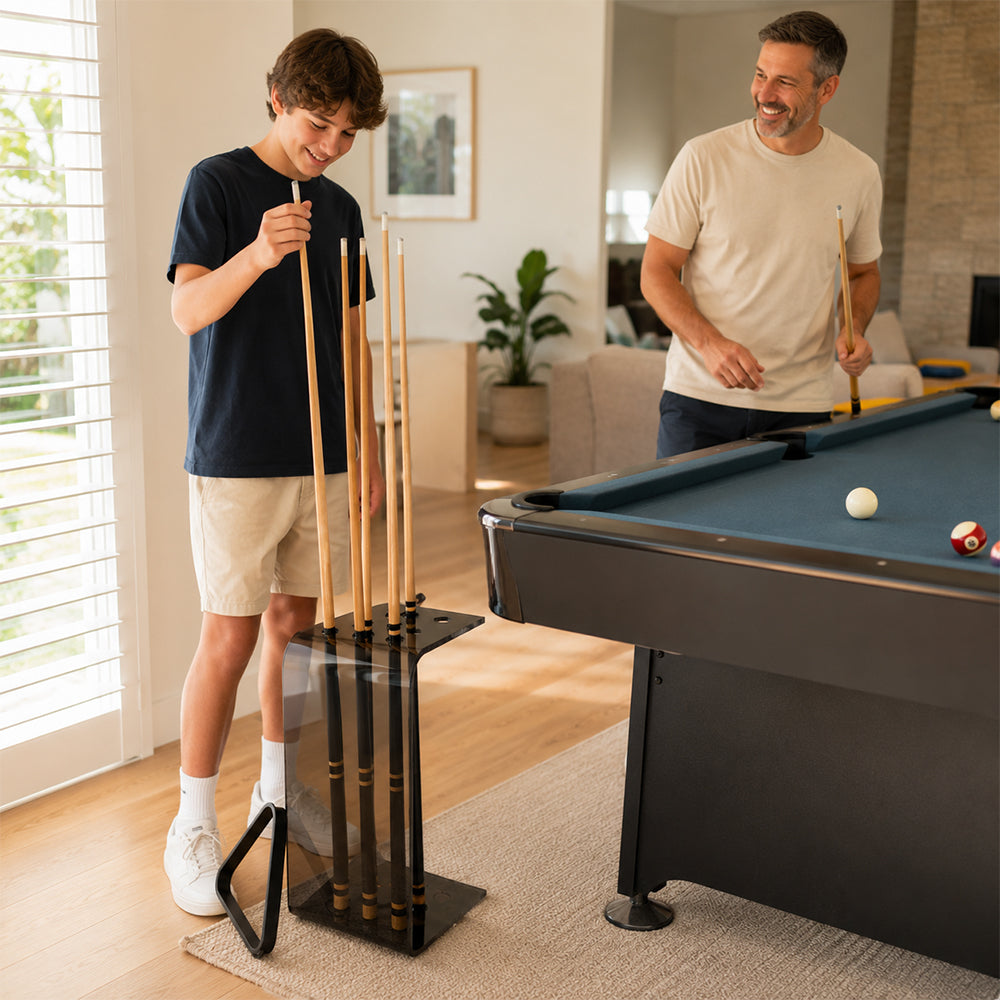 ARIX Pool Cue Stand Luxury Minimalist Multi-Cue Storage Rack for Home, Club & Entertainment Room - Grey