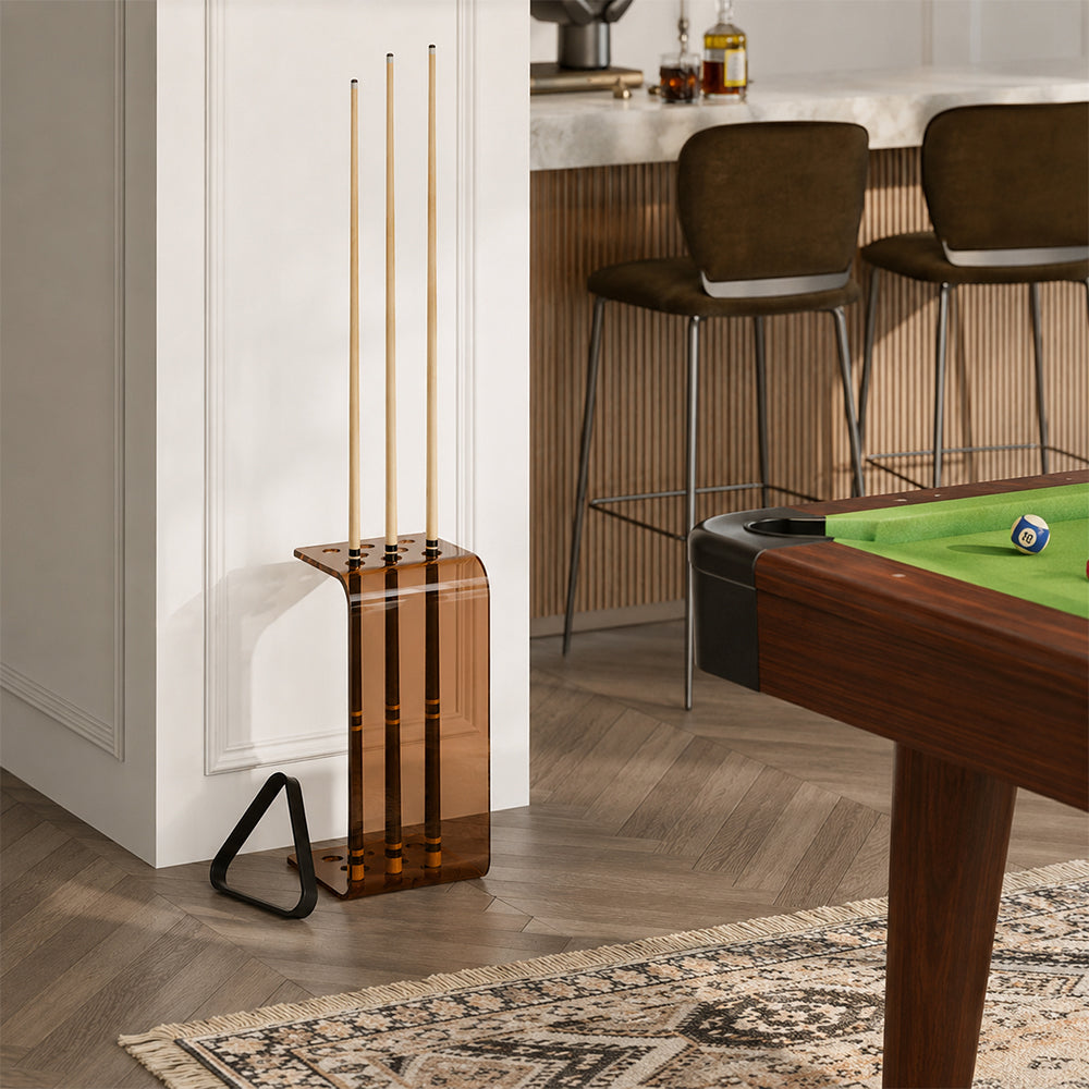 ARIX Pool Cue Stand Luxury Minimalist Multi-Cue Storage Rack for Home, Club & Entertainment Room - Brown