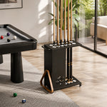 ARIX 12-Hole Billiard Cue Rack Thickened Metal Multi-Cue Storage with Accessory Holder for Game Room & Bar - Black