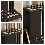 ARIX 12-Hole Billiard Cue Rack Thickened Metal Multi-Cue Storage with Accessory Holder for Game Room & Bar - Black