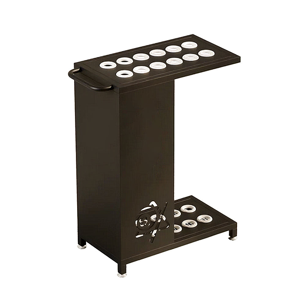 ARIX 12-Hole Billiard Cue Rack Thickened Metal Multi-Cue Storage with Accessory Holder for Game Room & Bar - Black