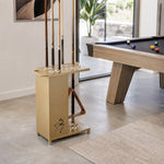 ARIX 12-Hole Billiard Cue Rack Thickened Metal Multi-Cue Storage with Accessory Holder for Game Room & Bar - Gold