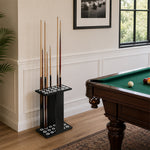 ARIX 18-Hole Billiard Cue Rack Thickened Metal Multi-Cue Storage with Accessory Holder for Game Room & Bar - Black