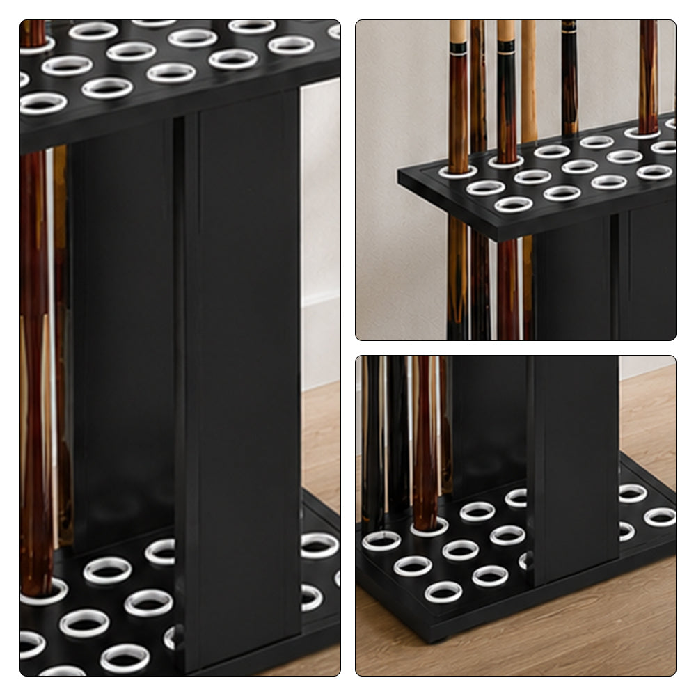 ARIX 18-Hole Billiard Cue Rack Thickened Metal Multi-Cue Storage with Accessory Holder for Game Room & Bar - Black
