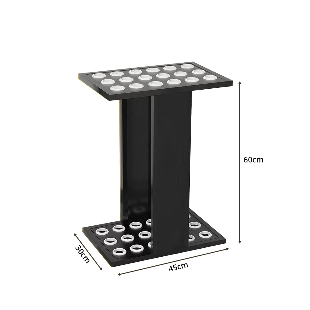 ARIX 18-Hole Billiard Cue Rack Thickened Metal Multi-Cue Storage with Accessory Holder for Game Room & Bar - Black