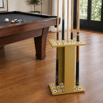 ARIX 18-Hole Billiard Cue Rack Thickened Metal Multi-Cue Storage with Accessory Holder for Game Room & Bar - Gold