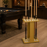 ARIX 18-Hole Billiard Cue Rack Thickened Metal Multi-Cue Storage with Accessory Holder for Game Room & Bar - Gold