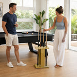 ARIX 18-Hole Billiard Cue Rack Thickened Metal Multi-Cue Storage with Accessory Holder for Game Room & Bar - Gold