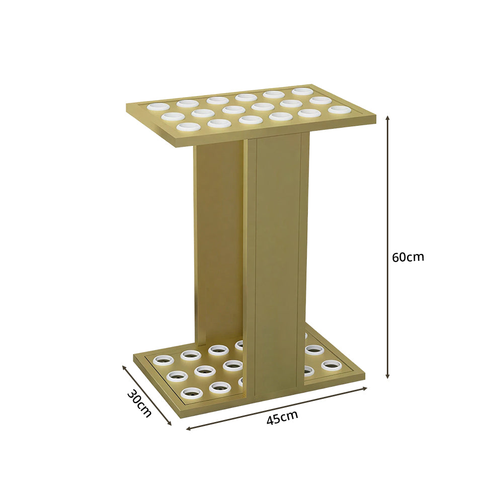 ARIX 18-Hole Billiard Cue Rack Thickened Metal Multi-Cue Storage with Accessory Holder for Game Room & Bar - Gold