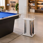 ARIX 18-Hole Billiard Cue Rack Thickened Metal Multi-Cue Storage with Accessory Holder for Game Room & Bar - White
