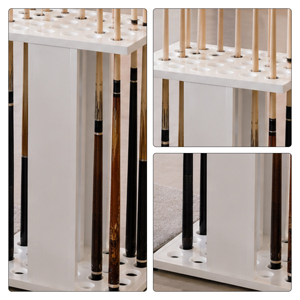 ARIX 18-Hole Billiard Cue Rack Thickened Metal Multi-Cue Storage with Accessory Holder for Game Room & Bar - White