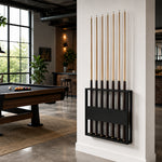 ARIX 9-Hole Billiard Cue Rack Thickened Metal Multi-Cue Storage with Rubber Protection for Game Room & Bar - Black