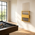 ARIX 9-Hole Billiard Cue Rack Thickened Metal Multi-Cue Storage with Rubber Protection for Game Room & Bar - Gold