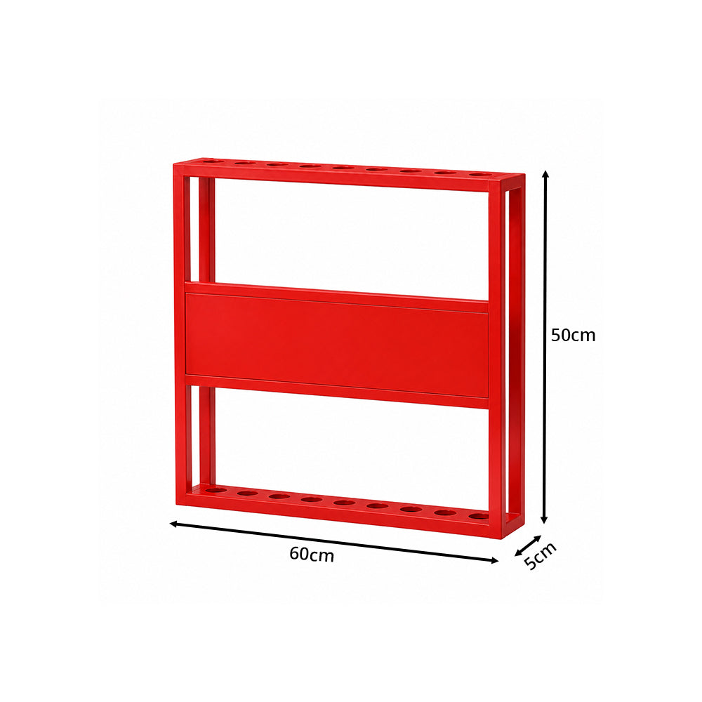 ARIX 9-Hole Billiard Cue Rack Thickened Metal Multi-Cue Storage with Rubber Protection for Game Room & Bar - Red