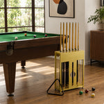 ARIX 20-Hole Billiard Cue Rack Thickened Metal Multi-Cue Storage with Rubber Protection for Game Room & Bar - Gold