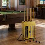 ARIX 20-Hole Billiard Cue Rack Thickened Metal Multi-Cue Storage with Rubber Protection for Game Room & Bar - Gold