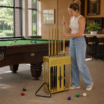 ARIX 20-Hole Billiard Cue Rack Thickened Metal Multi-Cue Storage with Rubber Protection for Game Room & Bar - Gold