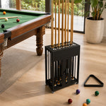 ARIX 20-Hole Billiard Cue Rack Thickened Metal Multi-Cue Storage with Rubber Protection for Game Room & Bar - Black