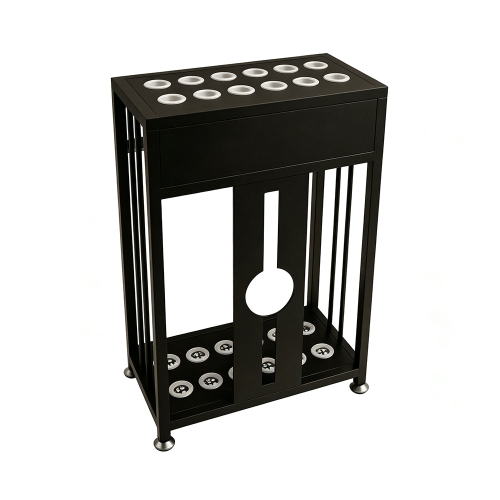 ARIX 20-Hole Billiard Cue Rack Thickened Metal Multi-Cue Storage with Rubber Protection for Game Room & Bar - Black