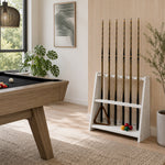 ARIX Pool Cue Rack Thickened Wood-Grain Trapezoid 10-Hole Billiard Cue Stand for Home, Game Room, Bar & Club - White
