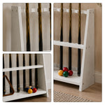 ARIX Pool Cue Rack Thickened Wood-Grain Trapezoid 10-Hole Billiard Cue Stand for Home, Game Room, Bar & Club - White
