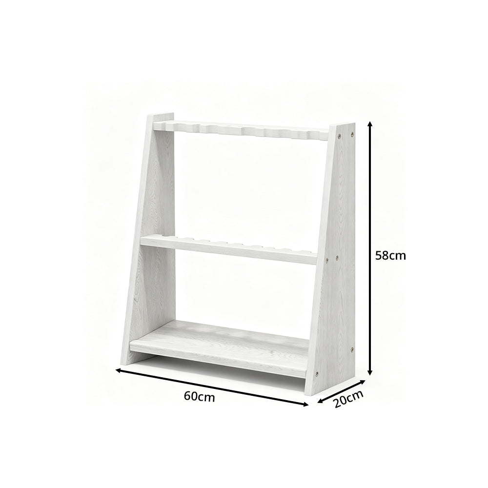 ARIX Pool Cue Rack Thickened Wood-Grain Trapezoid 10-Hole Billiard Cue Stand for Home, Game Room, Bar & Club - White