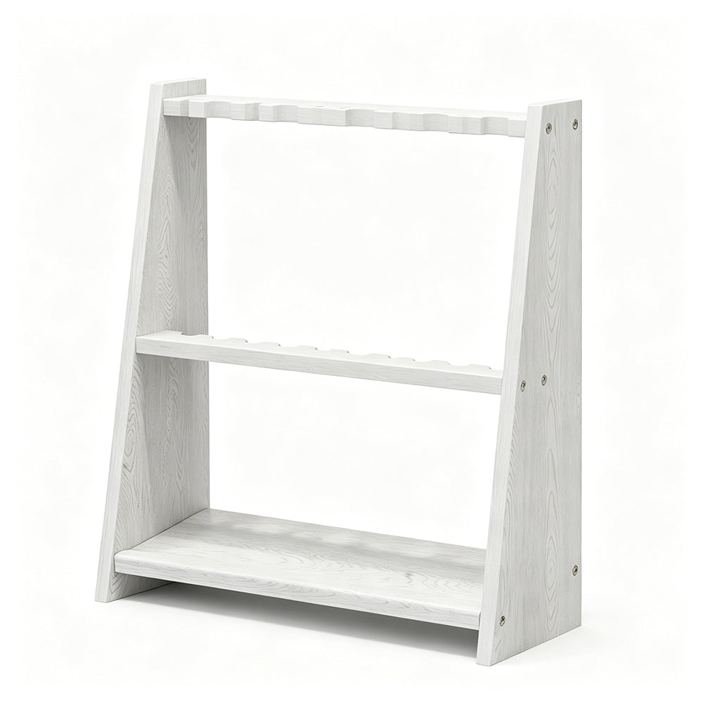 ARIX Pool Cue Rack Thickened Wood-Grain Trapezoid 10-Hole Billiard Cue Stand for Home, Game Room, Bar & Club - White