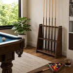 ARIX Pool Cue Rack Thickened Wood-Grain Trapezoid 10-Hole Billiard Cue Stand for Home Game Room Bar & Club - Brown