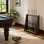 ARIX Pool Cue Rack Thickened Wood-Grain Trapezoid 10-Hole Billiard Cue Stand for Home Game Room Bar & Club - Brown
