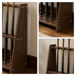 ARIX Pool Cue Rack Thickened Wood-Grain Trapezoid 10-Hole Billiard Cue Stand for Home Game Room Bar & Club - Brown