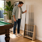 ARIX Pool Cue Rack Thickened Wood-Grain Trapezoid 10-Hole Billiard Cue Stand for Home Game Room Bar & Club - Wood