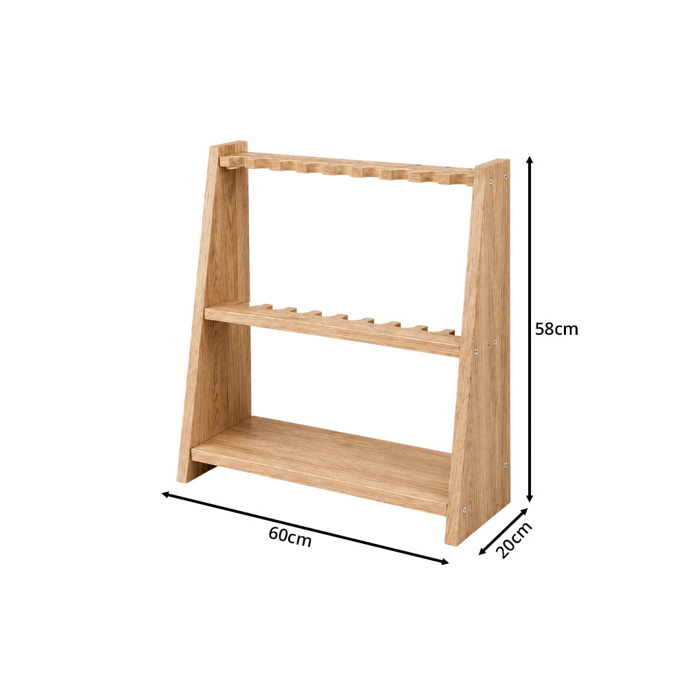 ARIX Pool Cue Rack Thickened Wood-Grain Trapezoid 10-Hole Billiard Cue Stand for Home Game Room Bar & Club - Wood