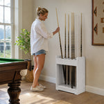 ARIX Pool Cue Rack Thickened Wood-Grain Cabinet-Style 12-Hole Billiard Cue Stand for Home Game Room Bar & Club - White