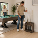 ARIX Pool Cue Rack Thickened Wood-Grain Cabinet-Style 12-Hole Billiard Cue Stand for Home Game Room Bar & Club - Brown