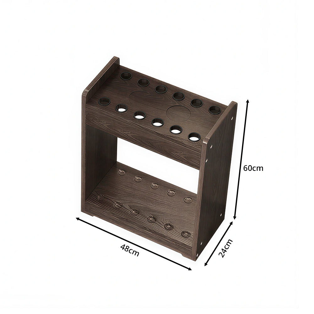 ARIX Pool Cue Rack Thickened Wood-Grain Cabinet-Style 12-Hole Billiard Cue Stand for Home Game Room Bar & Club - Brown
