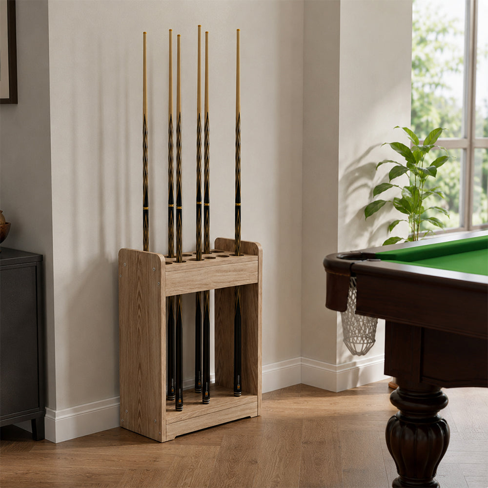 ARIX Pool Cue Rack Thickened Wood-Grain Cabinet-Style 12-Hole Billiard Cue Stand for Home Game Room Bar & Club - Wood