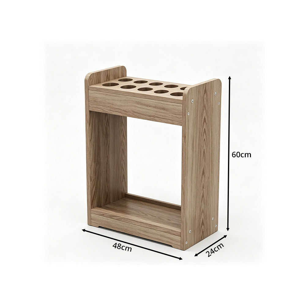 ARIX Pool Cue Rack Thickened Wood-Grain Cabinet-Style 12-Hole Billiard Cue Stand for Home Game Room Bar & Club - Wood
