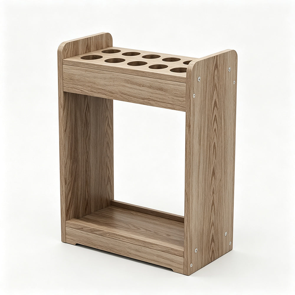 ARIX Pool Cue Rack Thickened Wood-Grain Cabinet-Style 12-Hole Billiard Cue Stand for Home Game Room Bar & Club - Wood