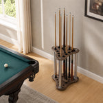 ARIX Pool Cue Rack Thickened Wood-Grain 12-Hole Billiard Cue Stand for Home Game Room Bar & Club - Brown