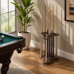 ARIX Pool Cue Rack Thickened Wood-Grain 12-Hole Billiard Cue Stand for Home Game Room Bar & Club - Brown