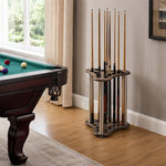 ARIX Pool Cue Rack Thickened Wood-Grain 12-Hole Billiard Cue Stand for Home Game Room Bar & Club - Brown