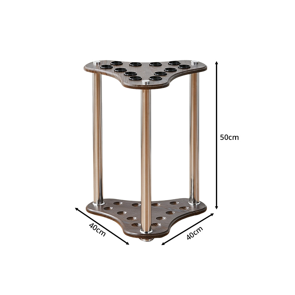 ARIX Pool Cue Rack Thickened Wood-Grain 12-Hole Billiard Cue Stand for Home Game Room Bar & Club - Brown