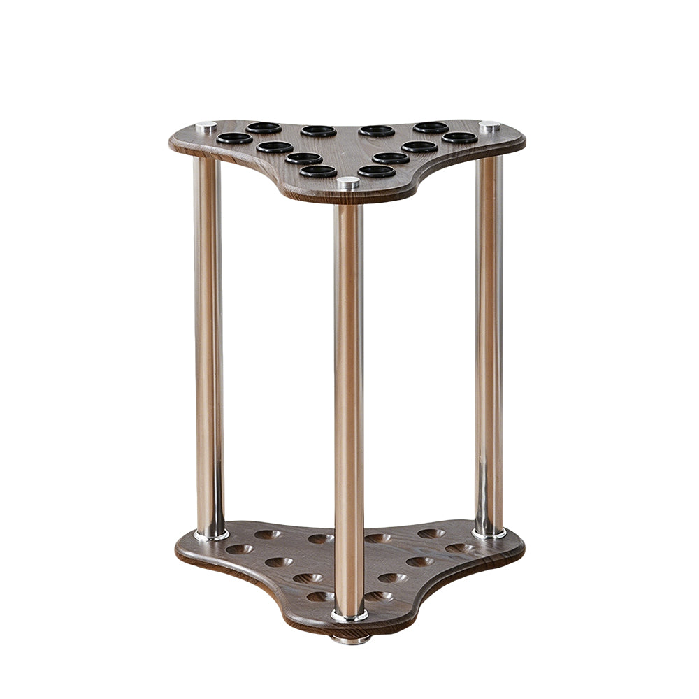 ARIX Pool Cue Rack Thickened Wood-Grain 12-Hole Billiard Cue Stand for Home Game Room Bar & Club - Brown