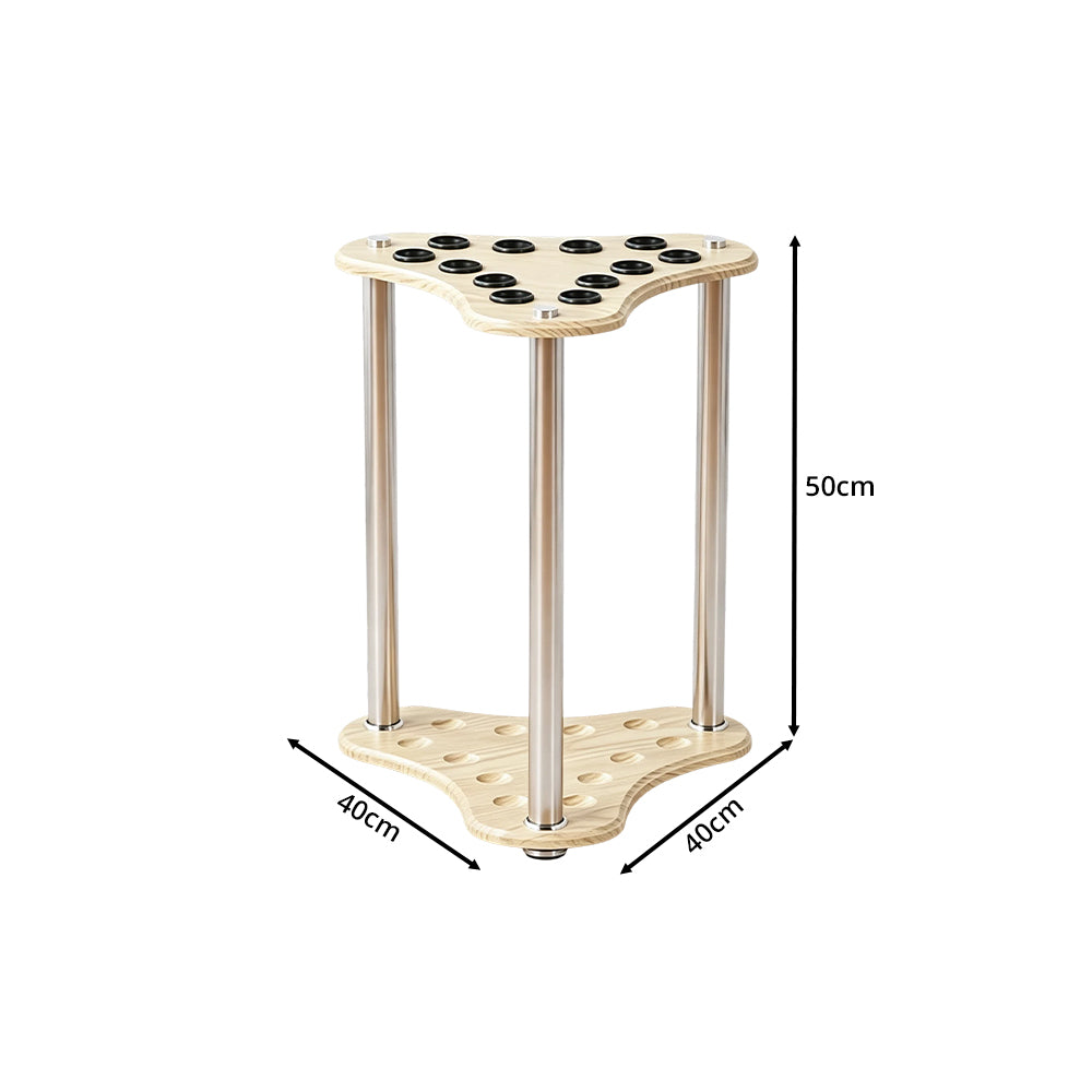 ARIX Pool Cue Rack Thickened Wood-Grain 12-Hole Billiard Cue Stand for Home Game Room Bar & Club - Wood