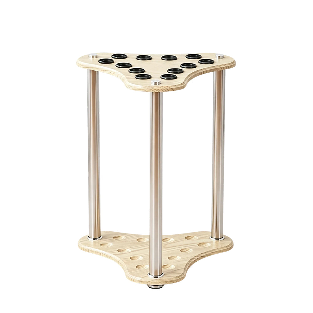 ARIX Pool Cue Rack Thickened Wood-Grain 12-Hole Billiard Cue Stand for Home Game Room Bar & Club - Wood