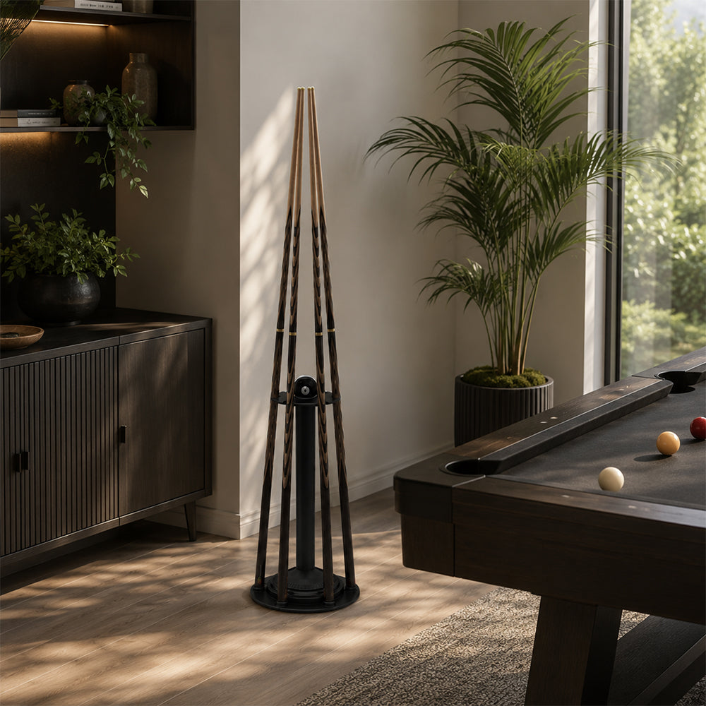 ARIX Pool Cue Rack Carbon Steel Baked Paint 6-Hole Billiard Cue Stand for Home Game Room Bar & Club - Black