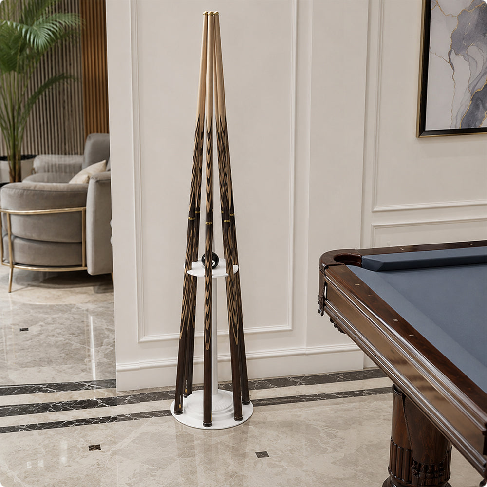 ARIX Pool Cue Rack Carbon Steel Baked Paint 6-Hole Billiard Cue Stand for Home Game Room Bar & Club - White
