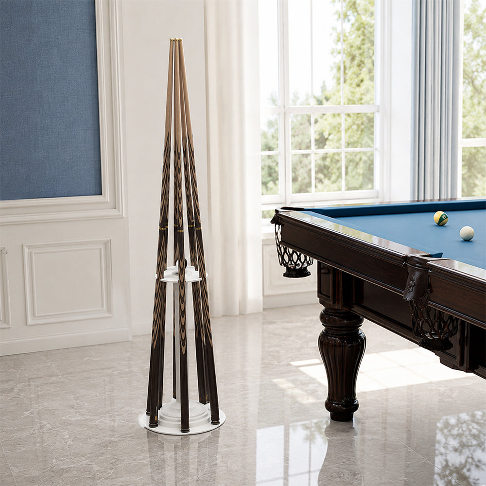 ARIX Pool Cue Rack Carbon Steel Baked Paint 6-Hole Billiard Cue Stand for Home Game Room Bar & Club - White